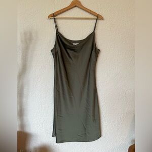 Sage green 90s cowl neck spaghetti strap mini dress, Size XL - Bar lll